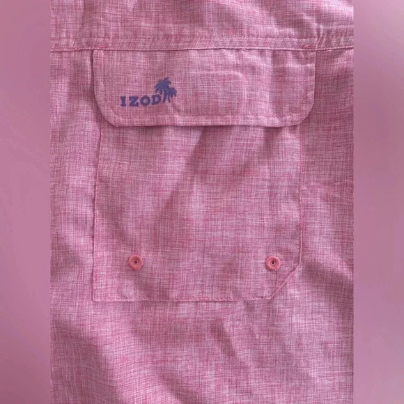 Izod Saltwater Beach Performance Surfside Short Sleeve Shirt Mens Light Pink NEW - Picture 5 of 12
